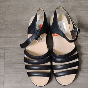 Black Leather Strappy Women's Sandals - Comfortable Summer Style